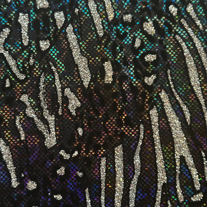 Cheetah Metallic Flocking Hologram Glitter Fabric in Nylon Spandex | Spandex Palace